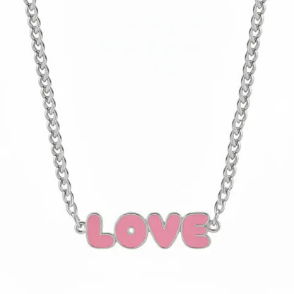 LOVE Enamel Name Necklace & Bracelet - Silver / 14in - Jewelry