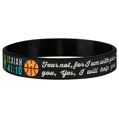 1pc/3pcs sport basketball christian bible verse religious silicone bracelet rubber wristband - 20cm / B4110 1PC