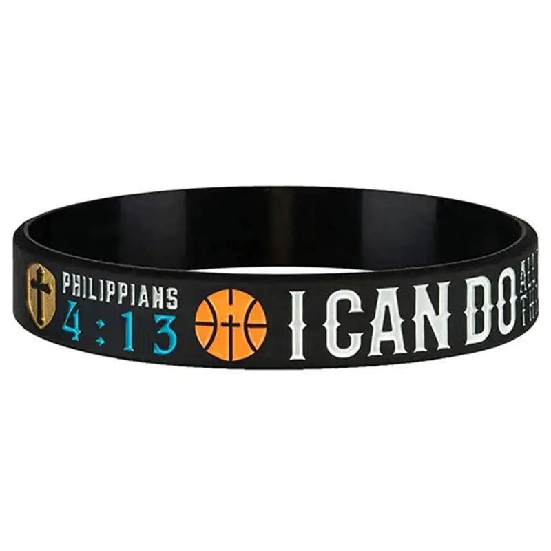 1pc/3pcs sport basketball christian bible verse religious silicone bracelet rubber wristband - 20cm / C413 1PC