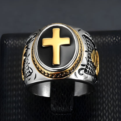 Faithful Warrior Cross Ring 24mm - Gold / 7 - Jewelry