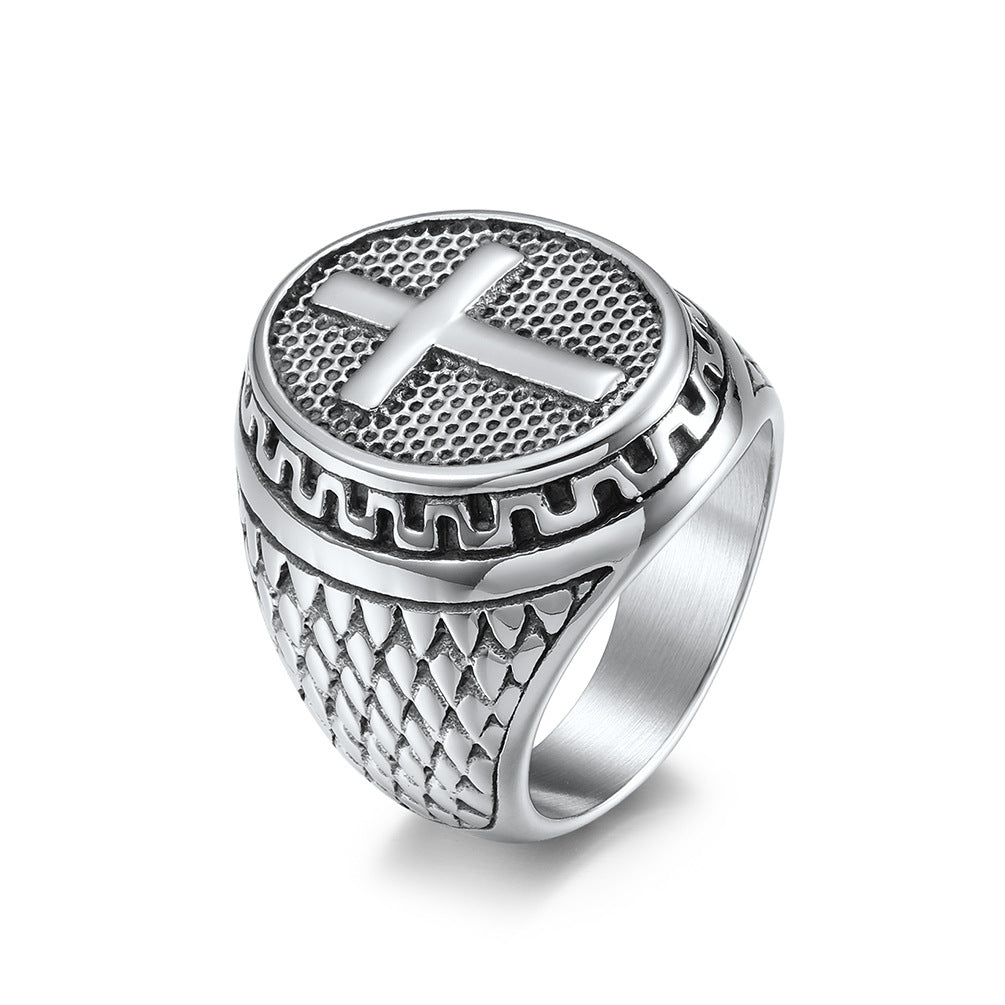 Faithful Warrior Cross Ring 24mm - Silver / 7 - Jewelry