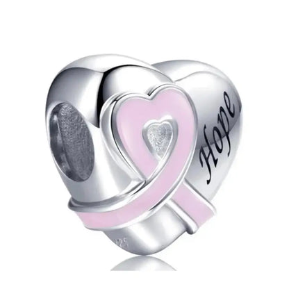 Fit Original Charm Bracelet 925 Silver Hope Faith Pink Breast Cancer Awareness Strength Inspirational Bead For Making