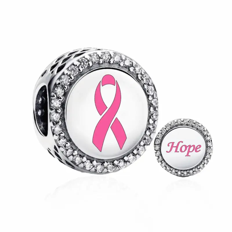 Fit Original Charm Bracelet 925 Silver Hope Faith Pink Breast Cancer Awareness Strength Inspirational Bead For Making