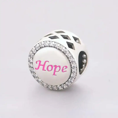 Fit Original Charm Bracelet 925 Silver Hope Faith Pink Breast Cancer Awareness Strength Inspirational Bead For Making