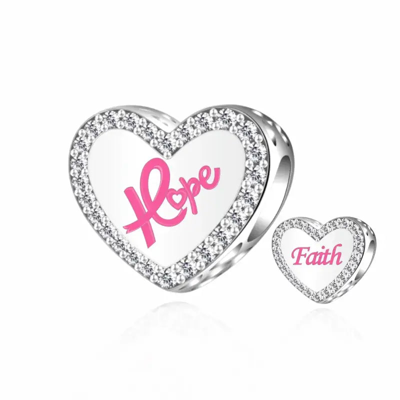 Fit Original Charm Bracelet 925 Silver Hope Faith Pink Breast Cancer Awareness Strength Inspirational Bead For Making