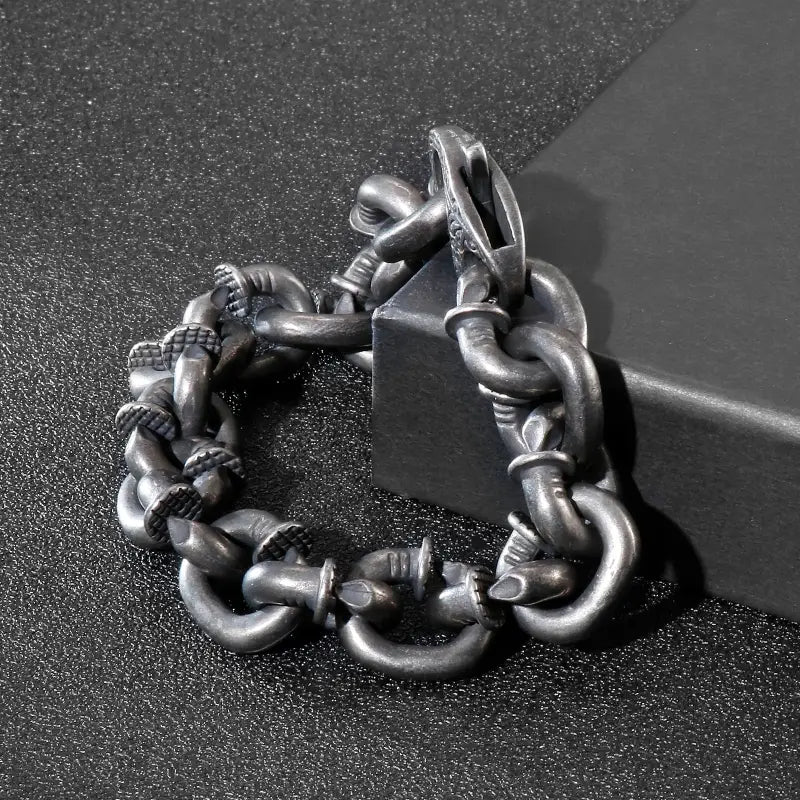 ’Forged Nail’ Stainless Steel Chain Bracelet