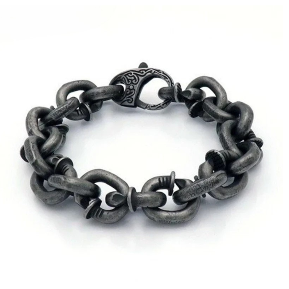 The Forged Nail Stainless Steel Necklace & Bracelet 16mm - Oxidized Black / 9in - Jewelry