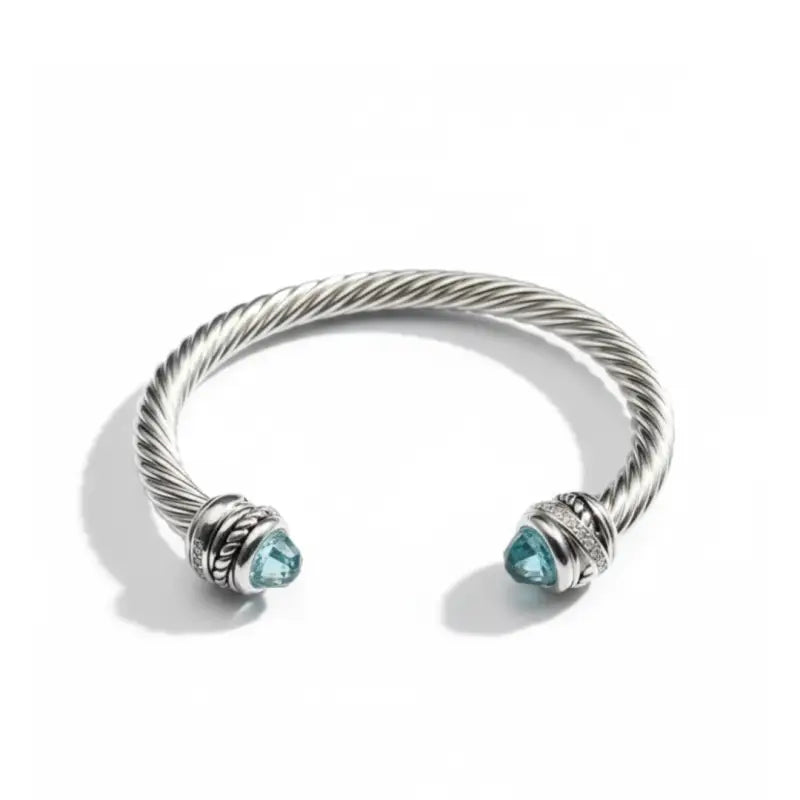 Gemstone Cable Cuff - Blue Topaz - Jewelry