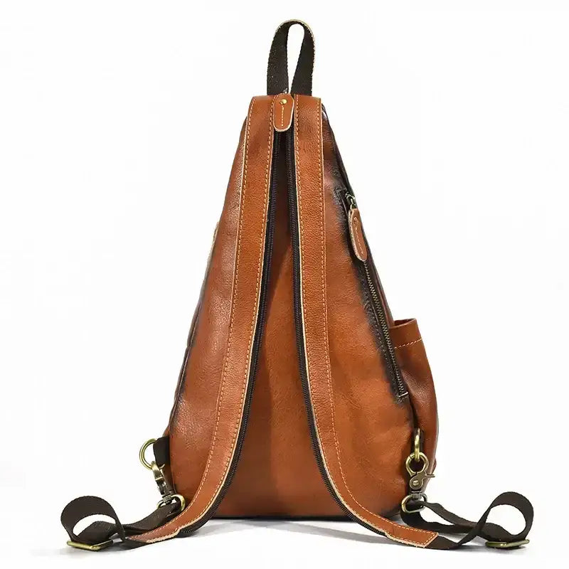 Genuine Cowhide Retro Leather Sling Pack for Men