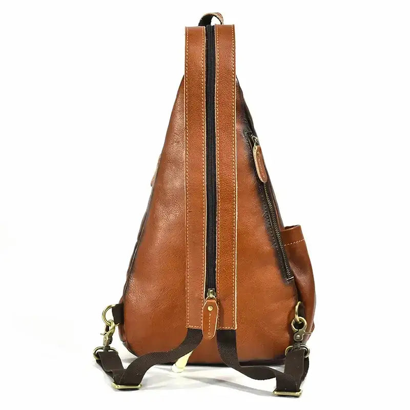 Genuine Cowhide Retro Leather Sling Pack for Men