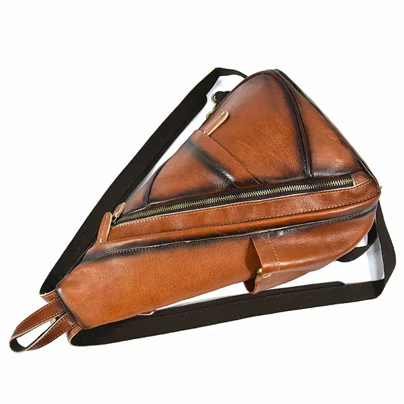 Genuine Cowhide Retro Leather Sling Pack for Men