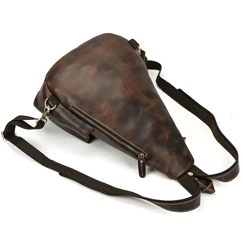 Genuine Cowhide Retro Leather Sling Pack for Men