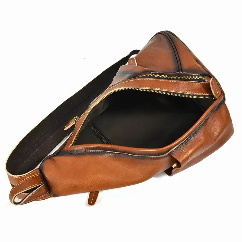 Genuine Cowhide Retro Leather Sling Pack for Men