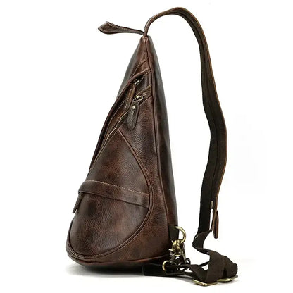 Genuine Cowhide Retro Leather Sling Pack for Men