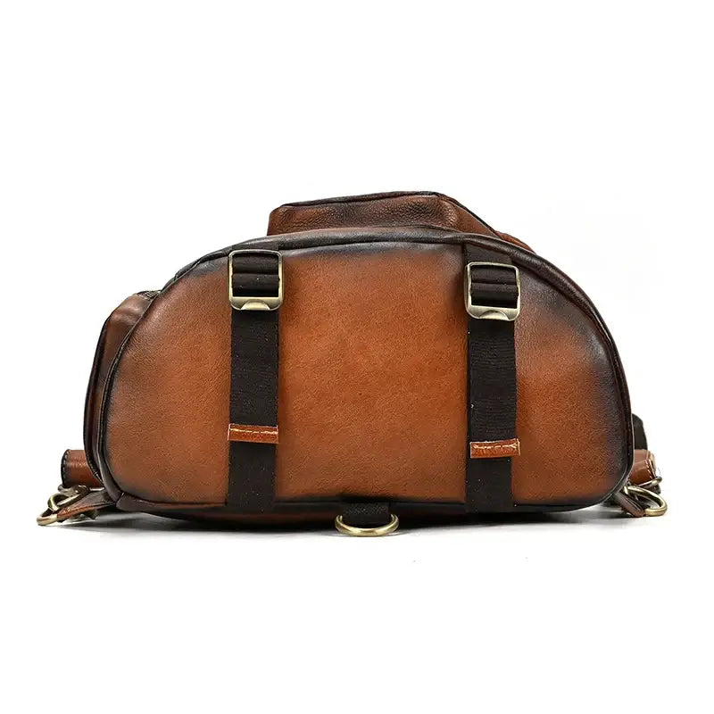 Men’s Chest Bag Genuine Leather Man Single Shoulder Messenger Male Sling Pack 2 Use Travel Backpack Summer Bags