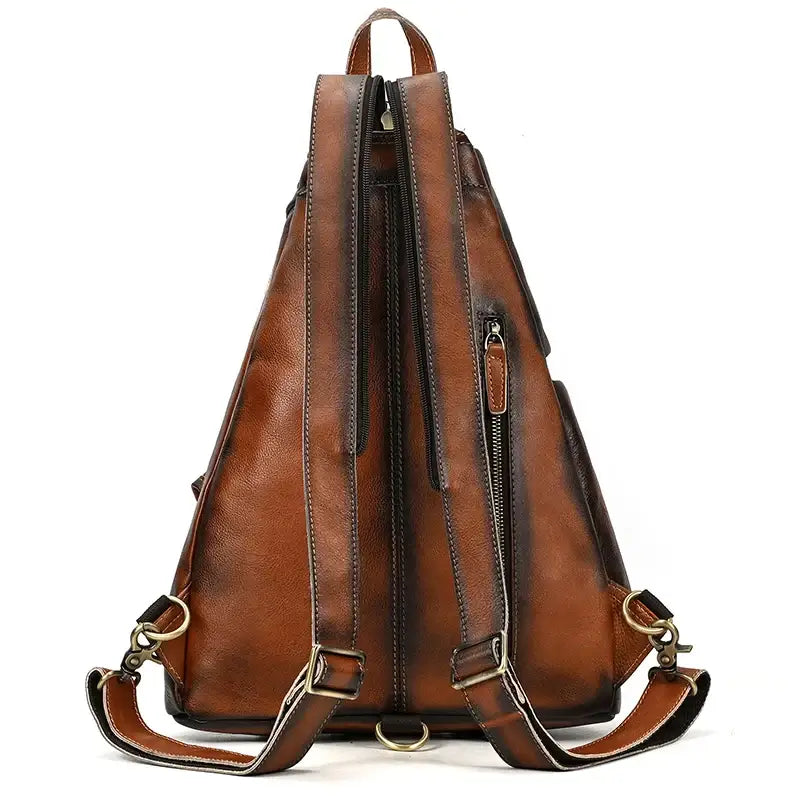 Men’s Chest Bag Genuine Leather Man Single Shoulder Messenger Male Sling Pack 2 Use Travel Backpack Summer Bags