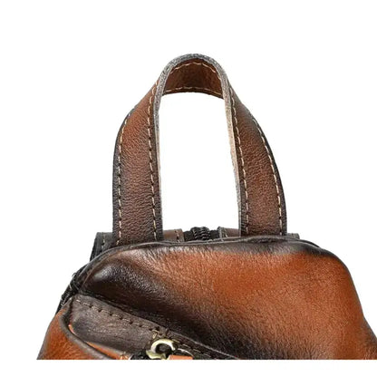 Genuine Cowhide Vintage Leather Brown Chest Bag for Men - Brown - Man Purse