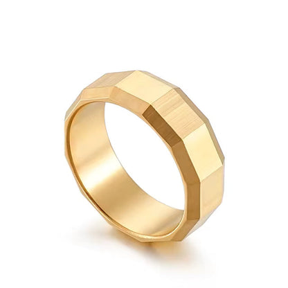 Geometric Nut-and-Bolt Men’s Rings 8mm - Gold / 8 - Jewelry