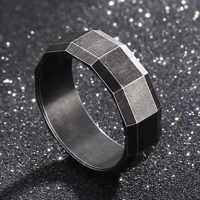 Geometric Nut-and-Bolt Men’s Rings 8mm - Jewelry