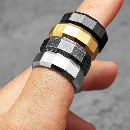 Geometric Cuts Men Rings Stainless Steel Vintage Luxury Simple Punk New In Women Jewelry Fashion Accessories Gift