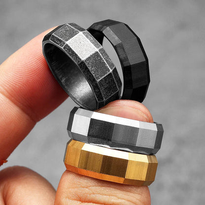 Geometric Cuts Men Rings Stainless Steel Vintage Luxury Simple Punk New In Women Jewelry Fashion Accessories Gift