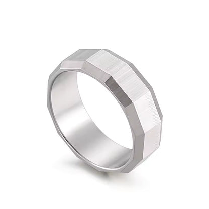 Geometric Nut-and-Bolt Men’s Rings 8mm - Silver / 8 - Jewelry