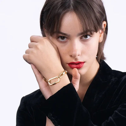 ENFASHION Punk Geometric Screw Bracelets For Women Gold Color Bracelet 2020 Stainless Steel Chain Fashion Jewelry