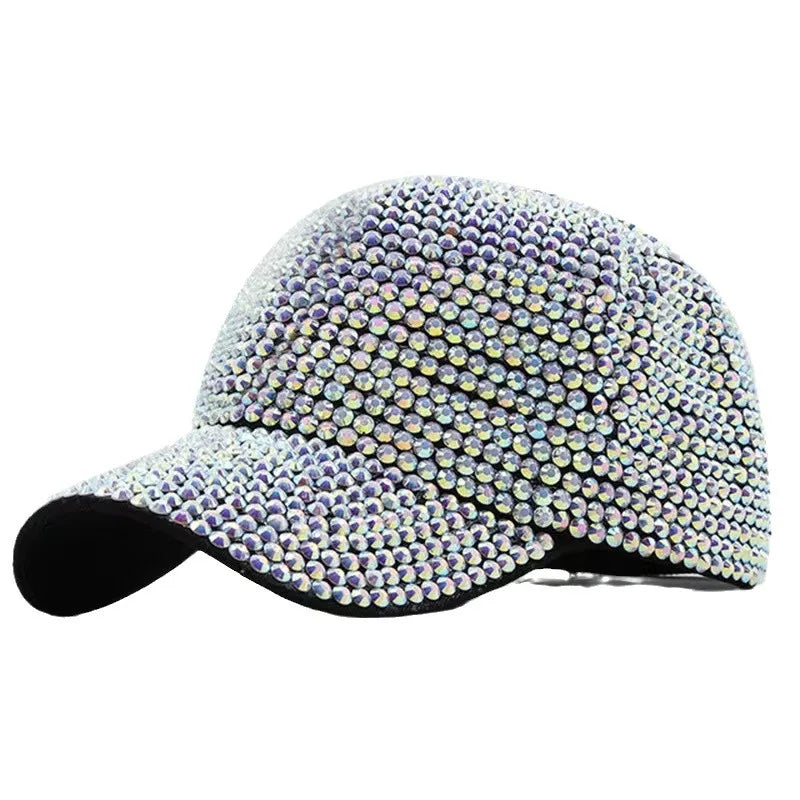 Sequined Rhinestone Pearl Baseball Cap for Women Snapback Hip Hop Hat Party Club