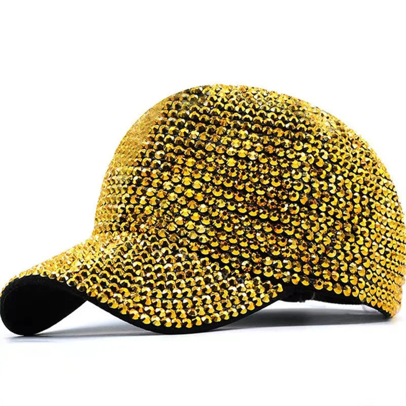 Sequined Rhinestone Pearl Baseball Cap for Women Snapback Hip Hop Hat Party Club