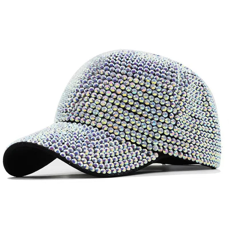 Sequined Rhinestone Pearl Baseball Cap for Women Snapback Hip Hop Hat Party Club - MULTI / One Size