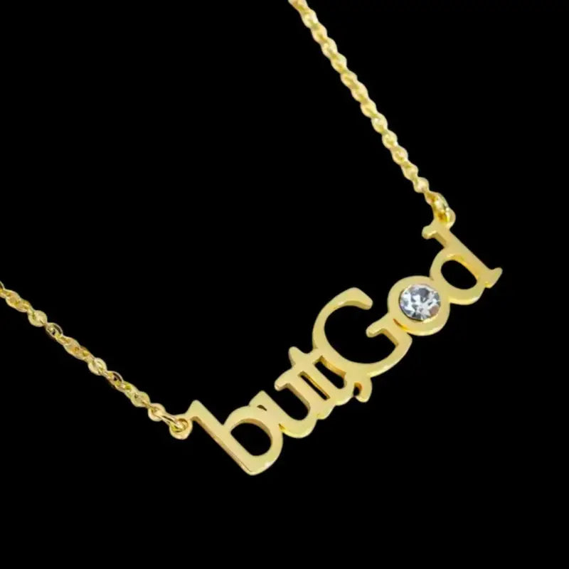 But God Custom Name Necklace - 18k Gold Plating - Jewelry