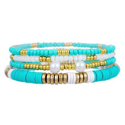 Golden Crumble Stack Bracelets - Aqua Short - Jewelry