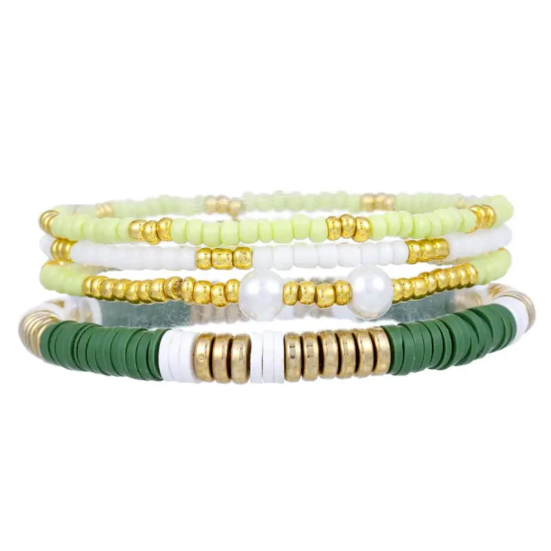 Golden Crumble Stack Bracelets - Kiwi - Jewelry