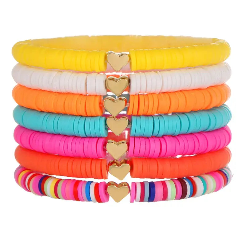 Golden Heart Glow Bracelets - Radiant Summer Stack - Jewelry