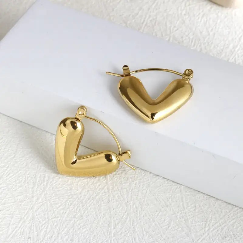 Golden Heart Hoop Earrings – Modern Love in Every Detail - Jewelry