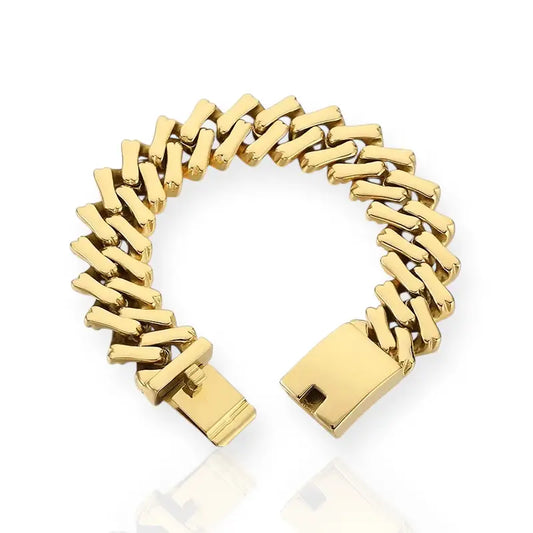 Golden Strength Cuban Chain Bracelet | 18k Gold Plated | Stainless Steel - Gold / 8.5in - Jewelry