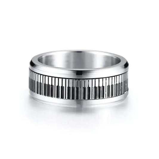 ’Harmony Band’ Men’s Stainless Steel Piano Spinner Ring