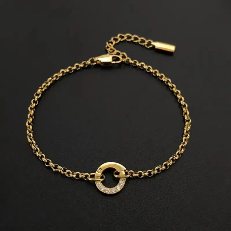 Haven Links Classic Bracelet Circle CZ 18K Gold Plated Jewelry