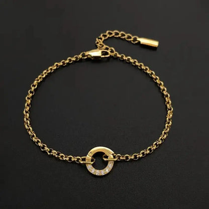 Haven Links Classic Bracelet Circle CZ 18K Gold Plated Jewelry