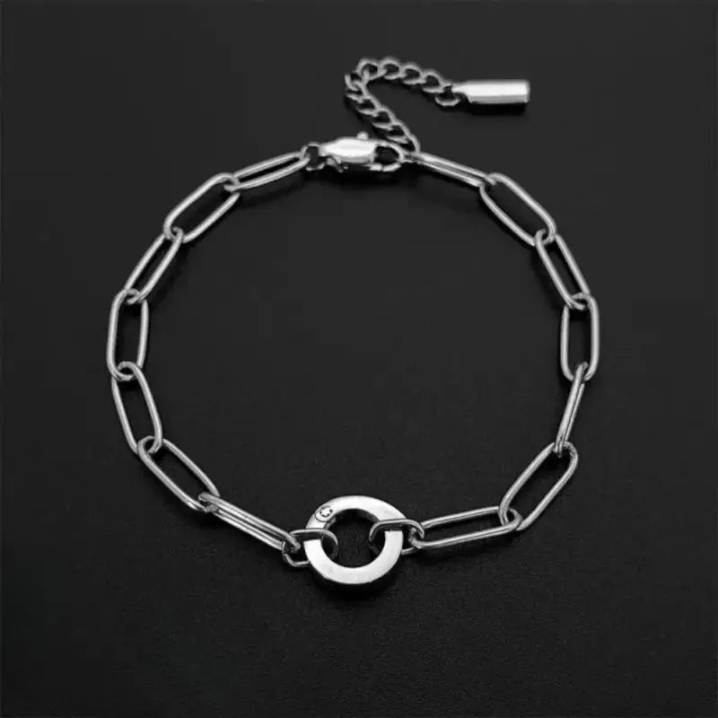 Haven Links Paperclip Bracelet Circle Silver Jewelry