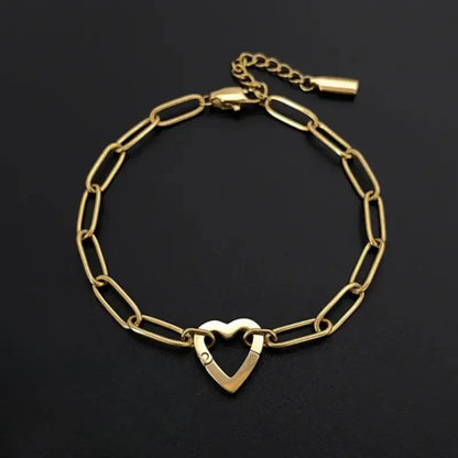 Haven Links Paperclip Bracelet Heart Gold Jewelry