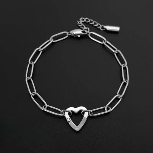 Haven Links Paperclip Bracelet Heart Silver Jewelry