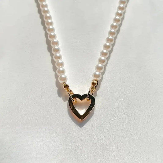Haven Links Pearl Necklace Heart / 18K Gold Plated Jewelry