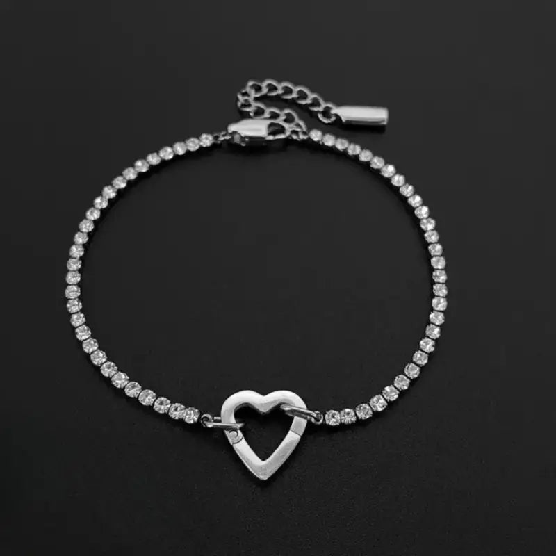 Haven Links Tennis Bracelet Heart Silver Jewelry