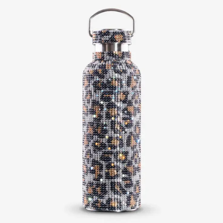 Diamond Bling Tumbler - Gold Leopard - Gold Leopard Print - Tumbler