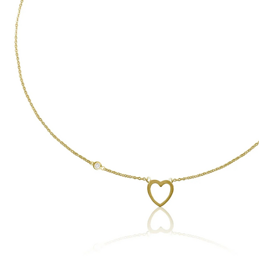 Heart AAA CZ Necklace Choker - 18k Gold Plated - Jewelry