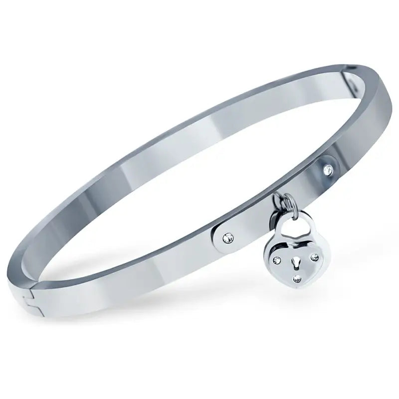 Classic Brand Forever Love Heart Bangle & Bracelet For Women Jewelry Lock Bracelets Stainless Steel Crystasl Bangles