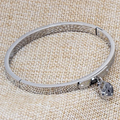 Classic Brand Forever Love Heart Bangle & Bracelet For Women Jewelry Lock Bracelets Stainless Steel Crystasl Bangles