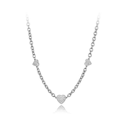 Lokaer Trendy Stainless Steel White Clay Rhinestone Heart Charm Necklace Jewelry Lovely Pendant For Women Girls N21123