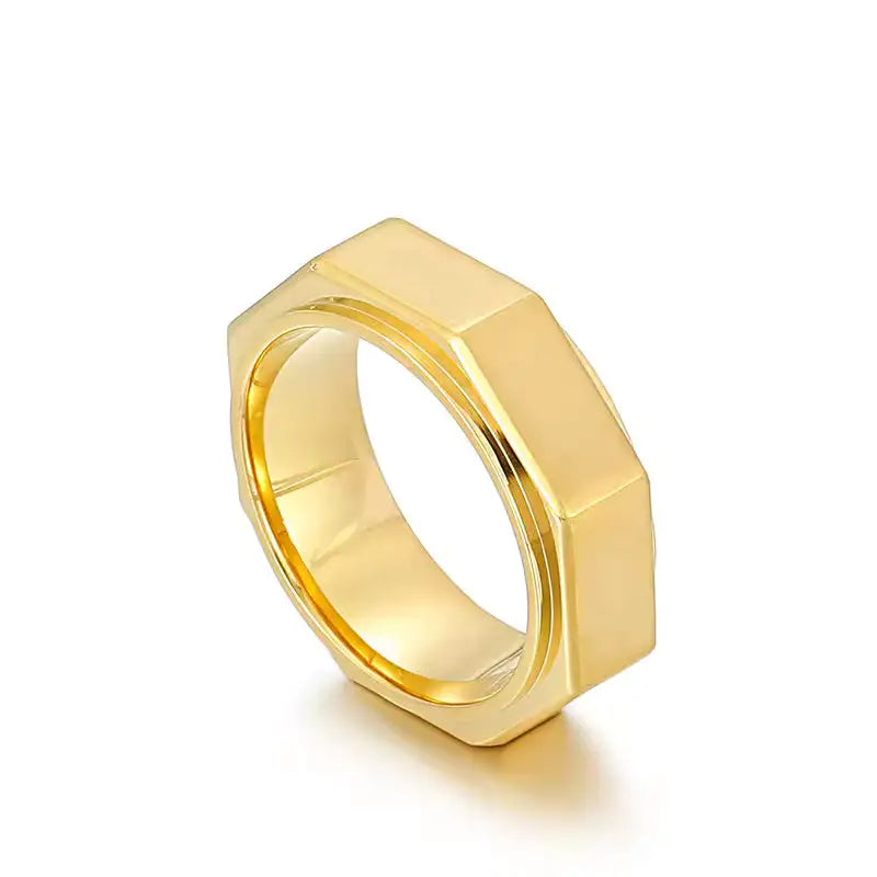 Hex Edge Spinner Ring 8mm - Jewelry